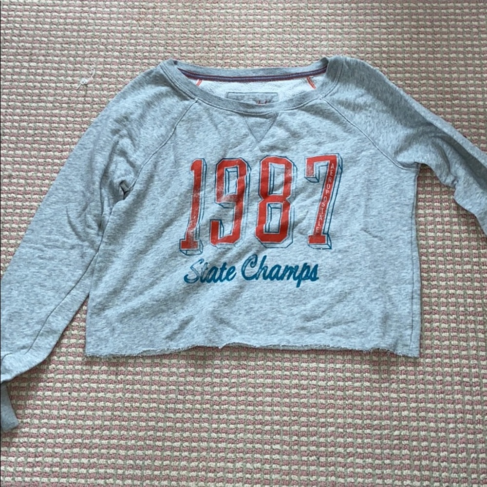 Grey cropped crew neck